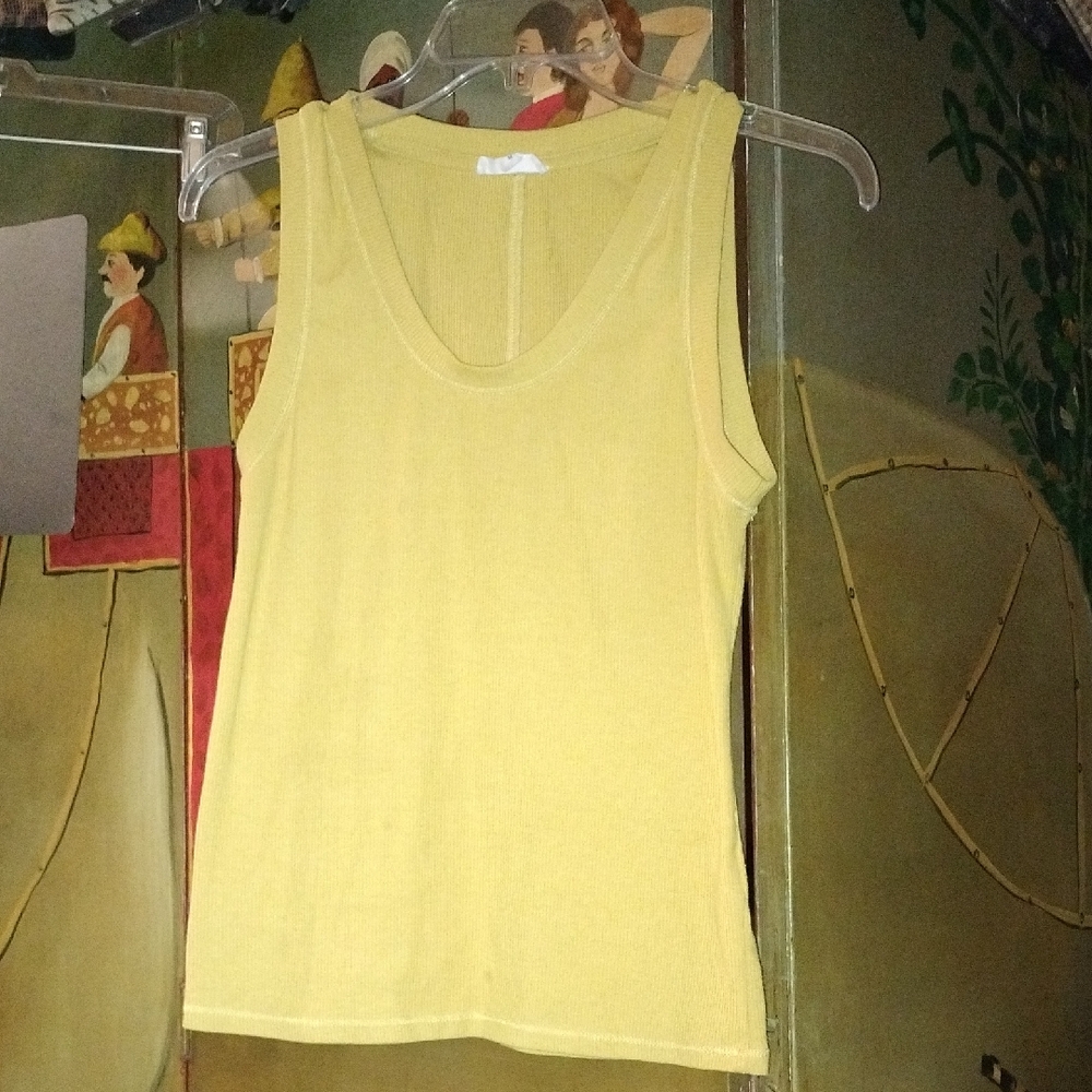 Yellow Ribbed Sleeveless Top